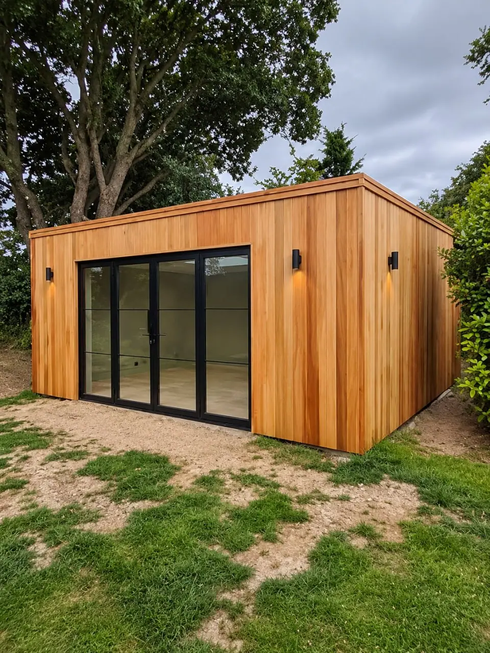 Completed red cedar garden room in Thames Ditton